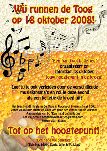 Wij runnen De Toog op zaterdag 18 oktober 2008